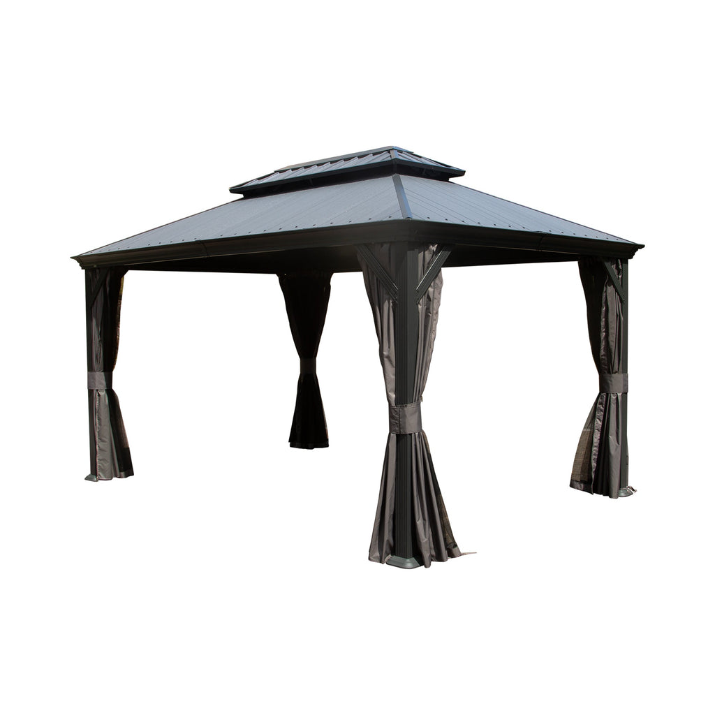12' x 16' Hardtop Gazebo with Double Roof & Drainage Gutters