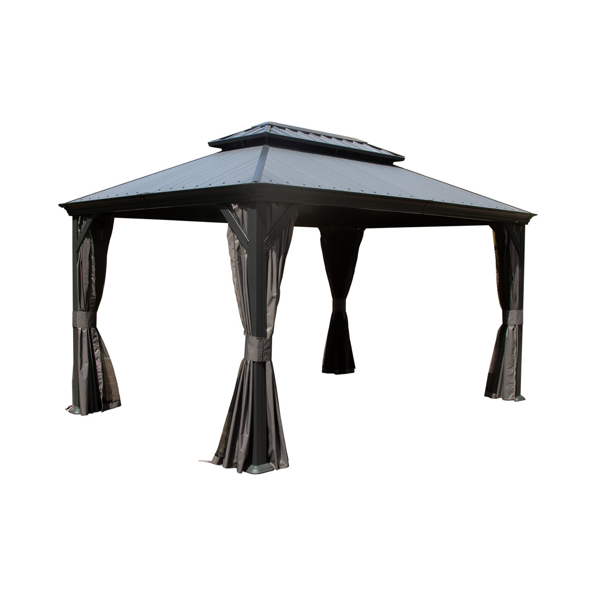 12' x 16' Hardtop Gazebo with Double Roof & Drainage Gutters