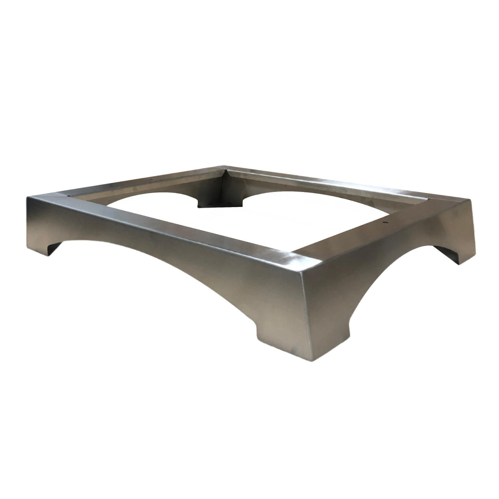 WPPO Karma 25-inch wood-fired pizza oven countertop base in stainless steel on a white background