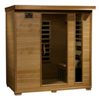 HeatWave Monticello 4-person hemlock infrared sauna with glass door on a white background
