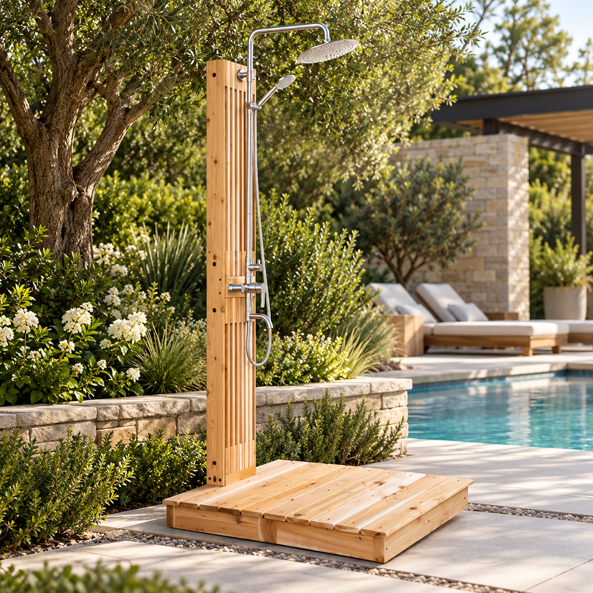 ALEKO Cascade Outdoor Shower with Western Red Cedar