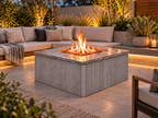 Firefly 36-inch square fire pit with Grey 4+4 cladding in a modern outdoor lounge
