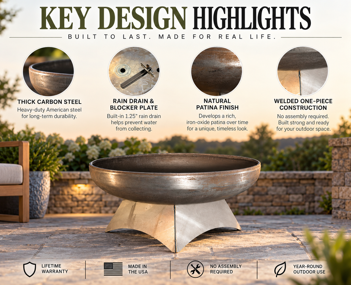 Ohio Flame Liberty Standard Base fire pit key design highlights