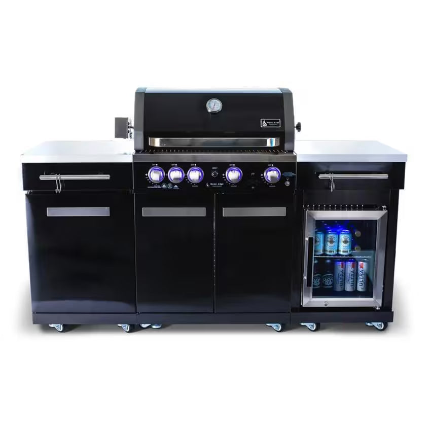 Mont Alpi 957 Compact 6-Foot Outdoor Kitchen Island with Refrigerator