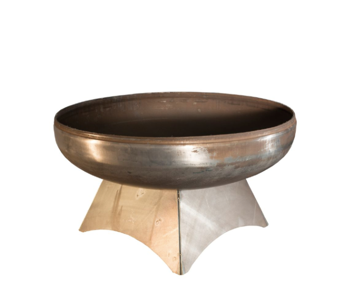 hio Flame Liberty Fire Pit with Standard Base in natural steel finish