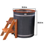 ALEKO Lumina vertical cold plunge tub with cedar steps, 31.5-inch width and 33.5-inch height