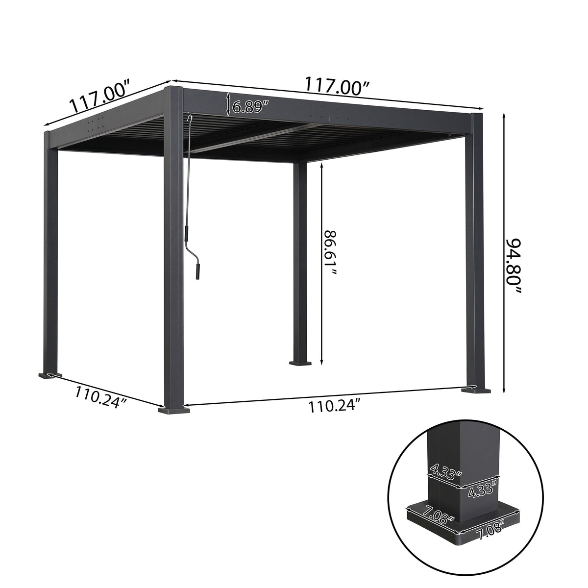 Byron 10' x 10' Adjustable Louvered Pergola